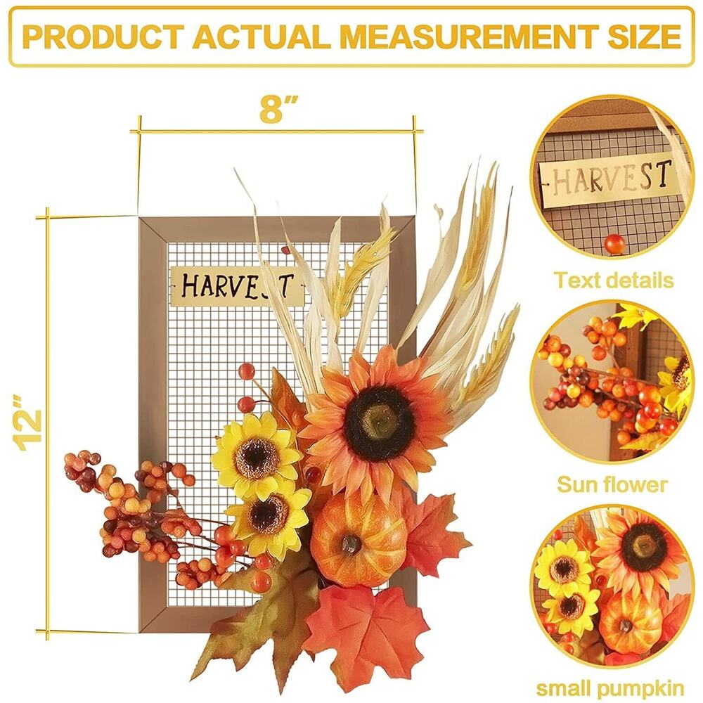 Flower Fall Decorations Home, Rustic Wooden Autumn Wall Decor for Living Room